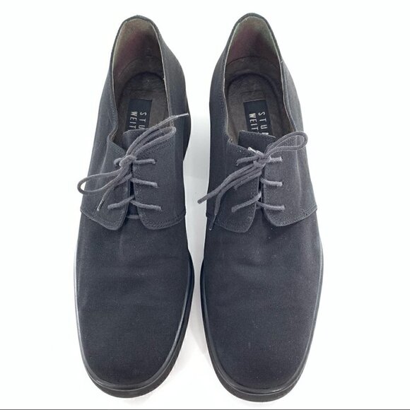 Stuart Weitzman flats size 9.5 black Oxfords chunky vintage 90s Academia - Picture 3 of 12